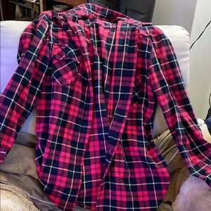 Plaid Button Down Shirt - Pink and Blue